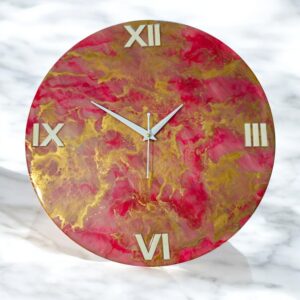 Crimson Gold Roman Epoxy Wall Clock