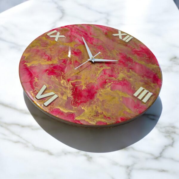 Crimson Gold Roman Epoxy Wall Clock - Image 2