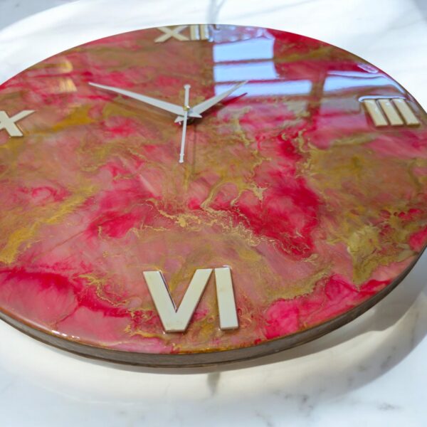 Crimson Gold Roman Epoxy Wall Clock - Image 4
