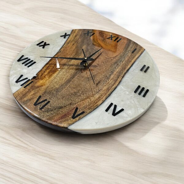 Rustic Harmony Epoxy & Natural Wood Wall Clock - Image 2
