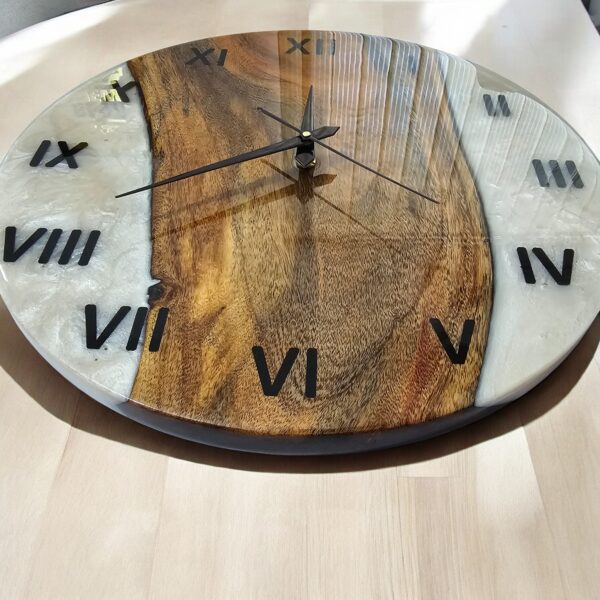 Rustic Harmony Epoxy & Natural Wood Wall Clock - Image 4