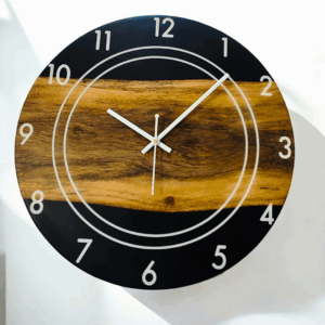 Natural Wood & Epoxy Resin Wall Clock