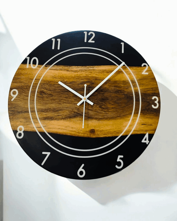 Natural Wood & Epoxy Resin Wall Clock