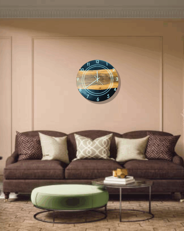 Natural Wood & Epoxy Resin Wall Clock - Image 4