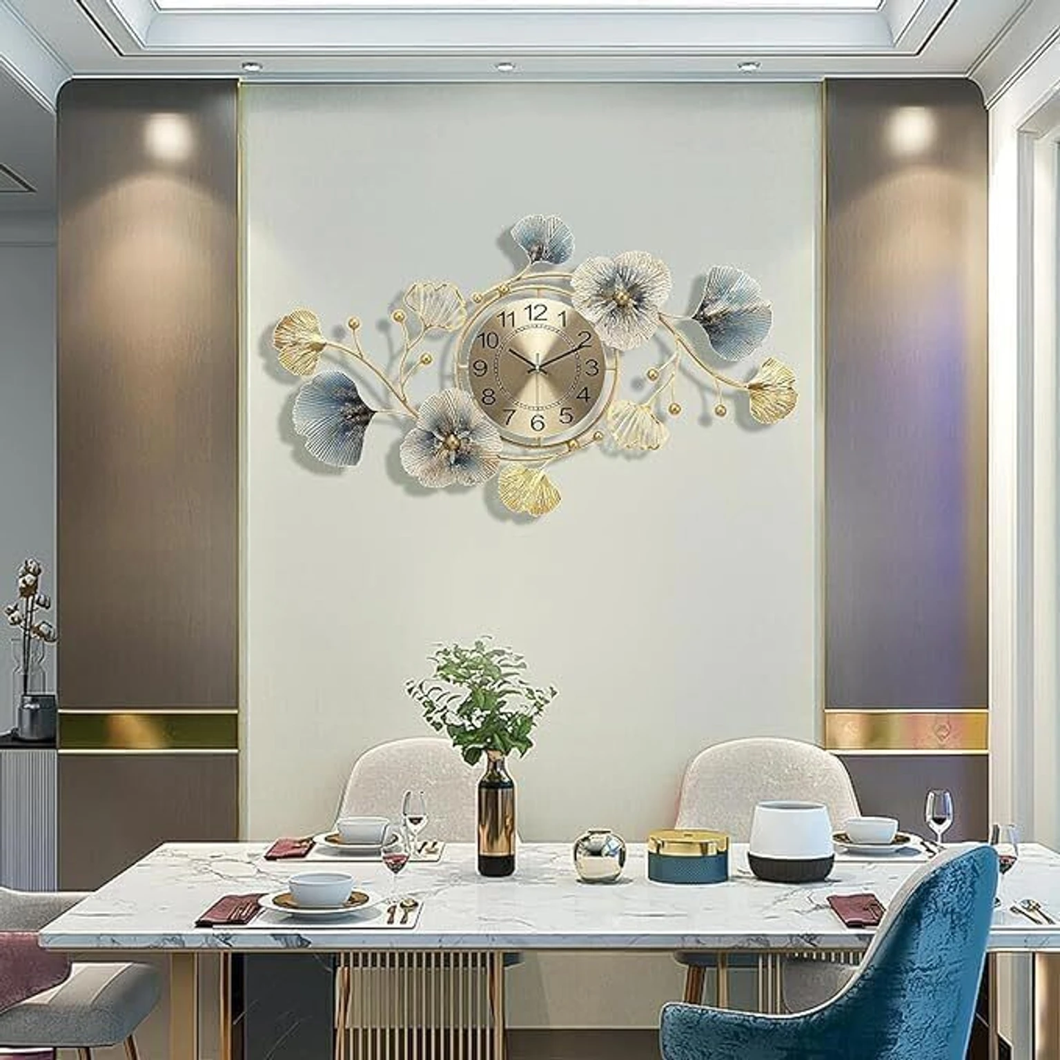 Luxury Floral Metal Wall Clock β Modern Designer Wall Decor