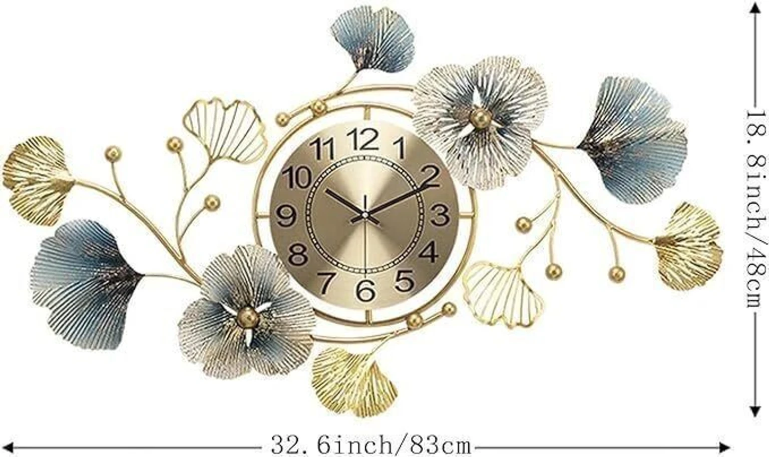 Luxury Floral Metal Wall Clock β Modern Designer Wall Decor - Image 4