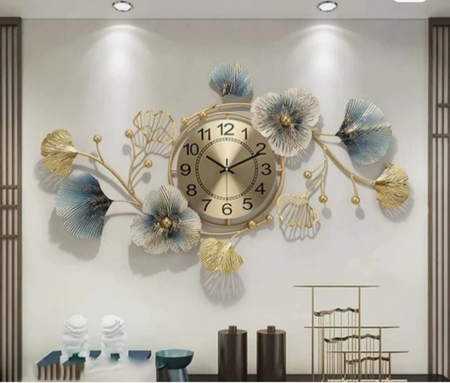 Luxury Floral Metal Wall Clock β Modern Designer Wall Decor - Image 3